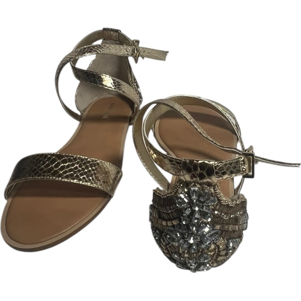 Gianni Bini Gold Sandals with Elegant Embellishments NIB size 8 stylish beaded